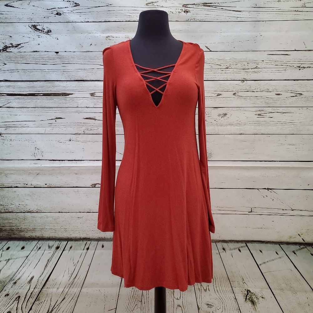 NEW! Express burnt orange crisscross dress